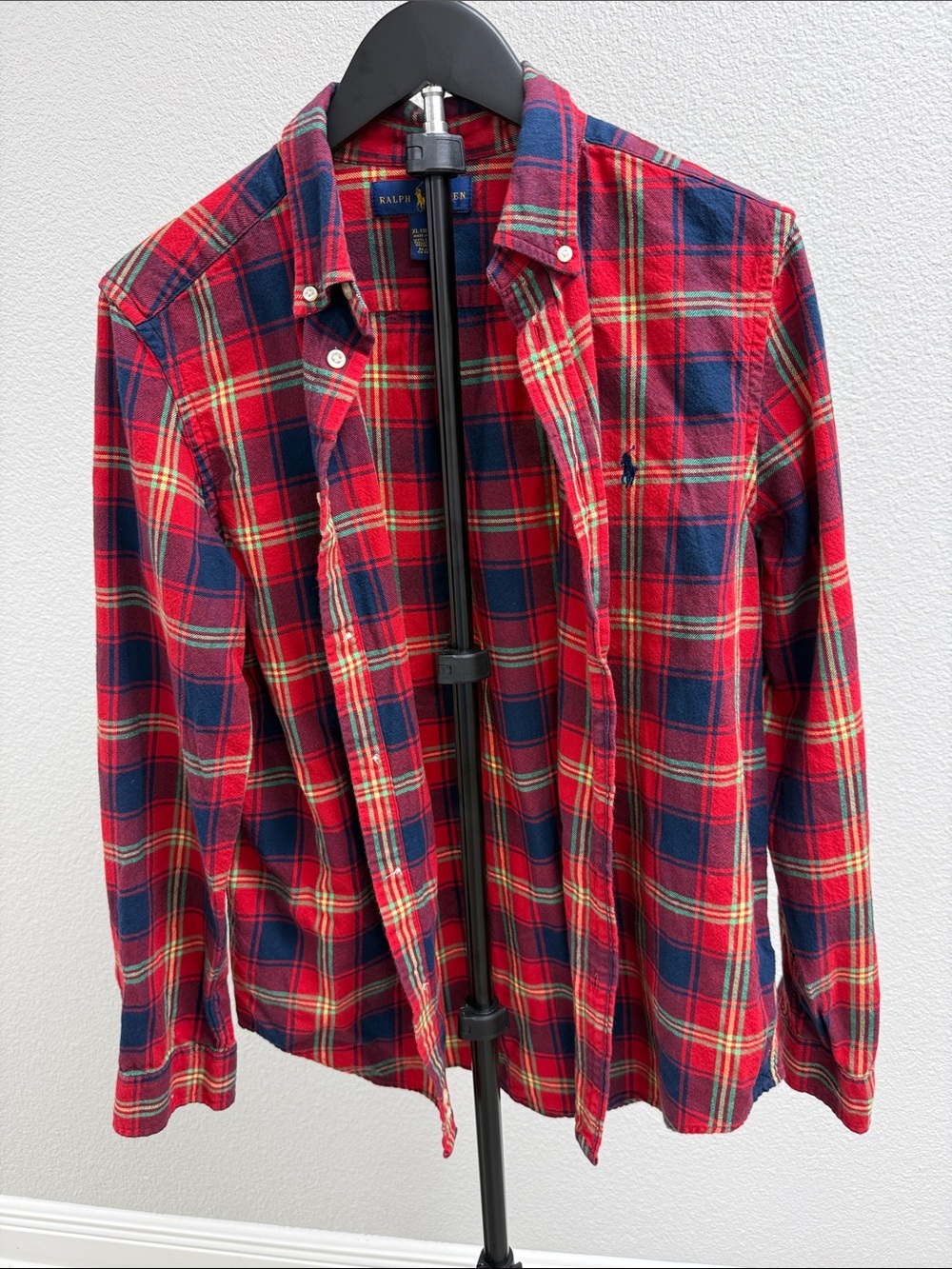 Ralph Lauren Red Navy Plaid Button-Down Shirt